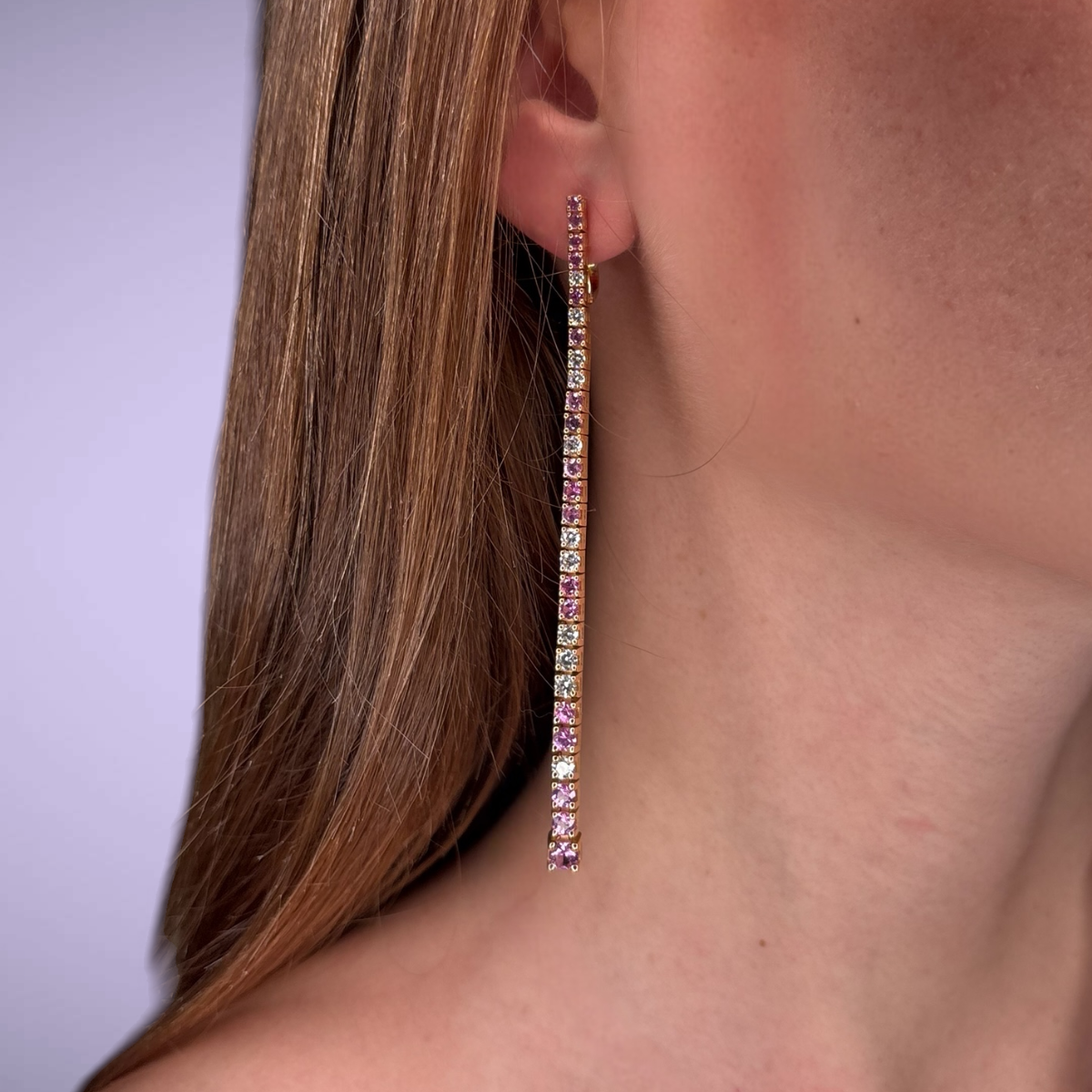 Orecchini in oro kt18 con diamanti ct2,84 e zaffiri ct3,15