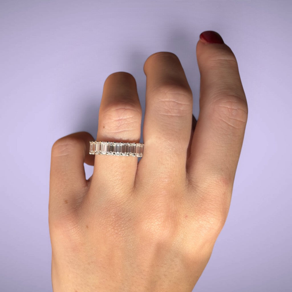 Eternelle in oro kt18 e diamanti taglio smeraldo ct5,70 F VVS