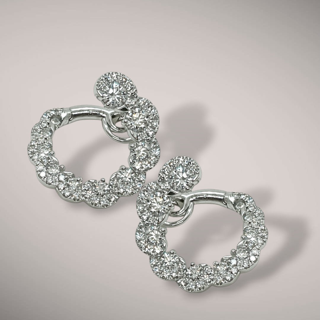 Orecchini in oro kt18 con diamanti taglio brillante ct2,48 F VS