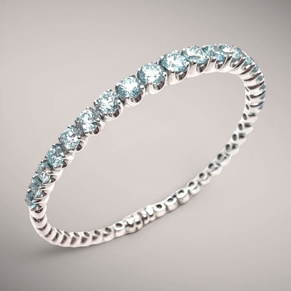 Bracciale in oro kt18 con diamanti azzurri t7,10