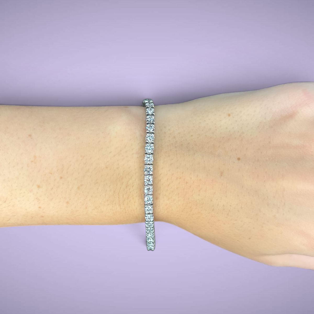 Bracciale tennis lab grown in oro kt14 ct7,07 D VVS lungo cm18