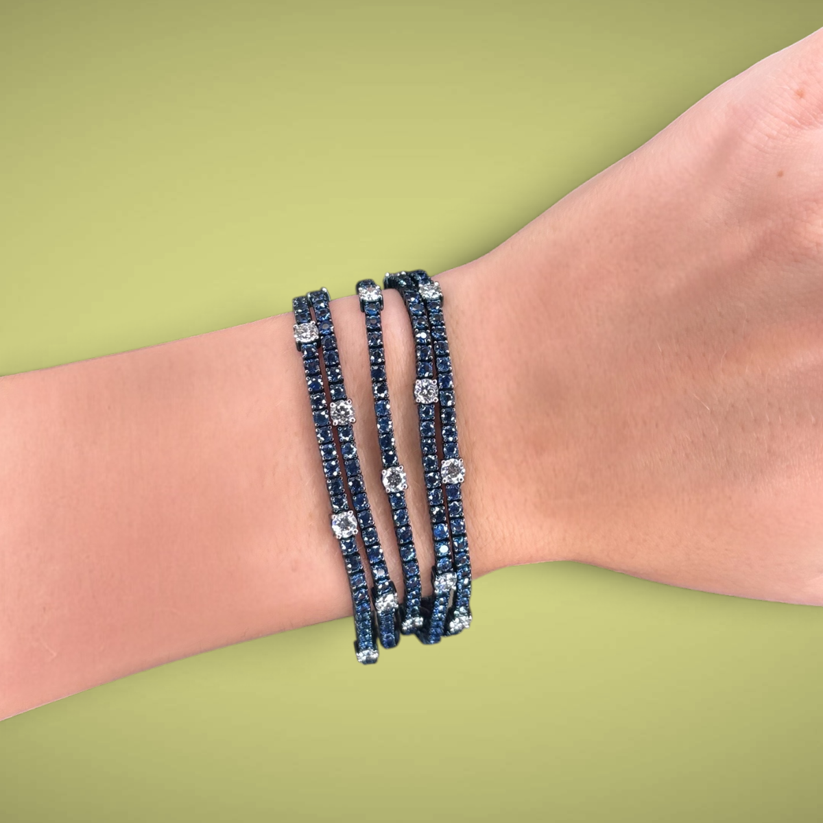 Bracciale in oro kt18 con zaffiri ct19,77 e diamanti taglio brillante ct5,86