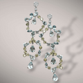 Orecchini con diamanti ct0,40 acquamarine ct4,80 e peridoto ct1,20