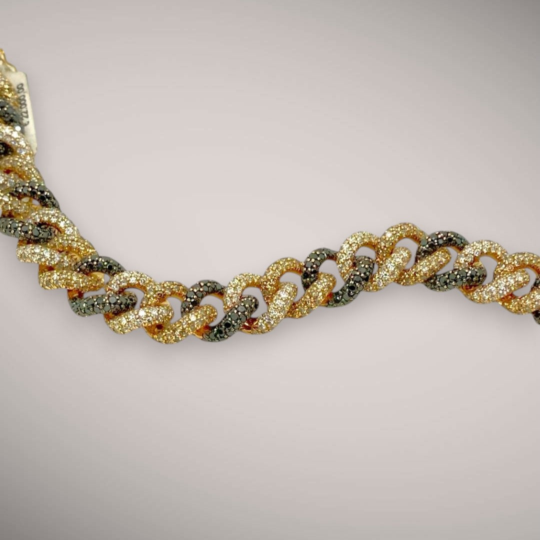 Bracciale in oro kt18 con diamanti ct5,59, diamanti brown ct5,63 e diamanti neri ct6,21