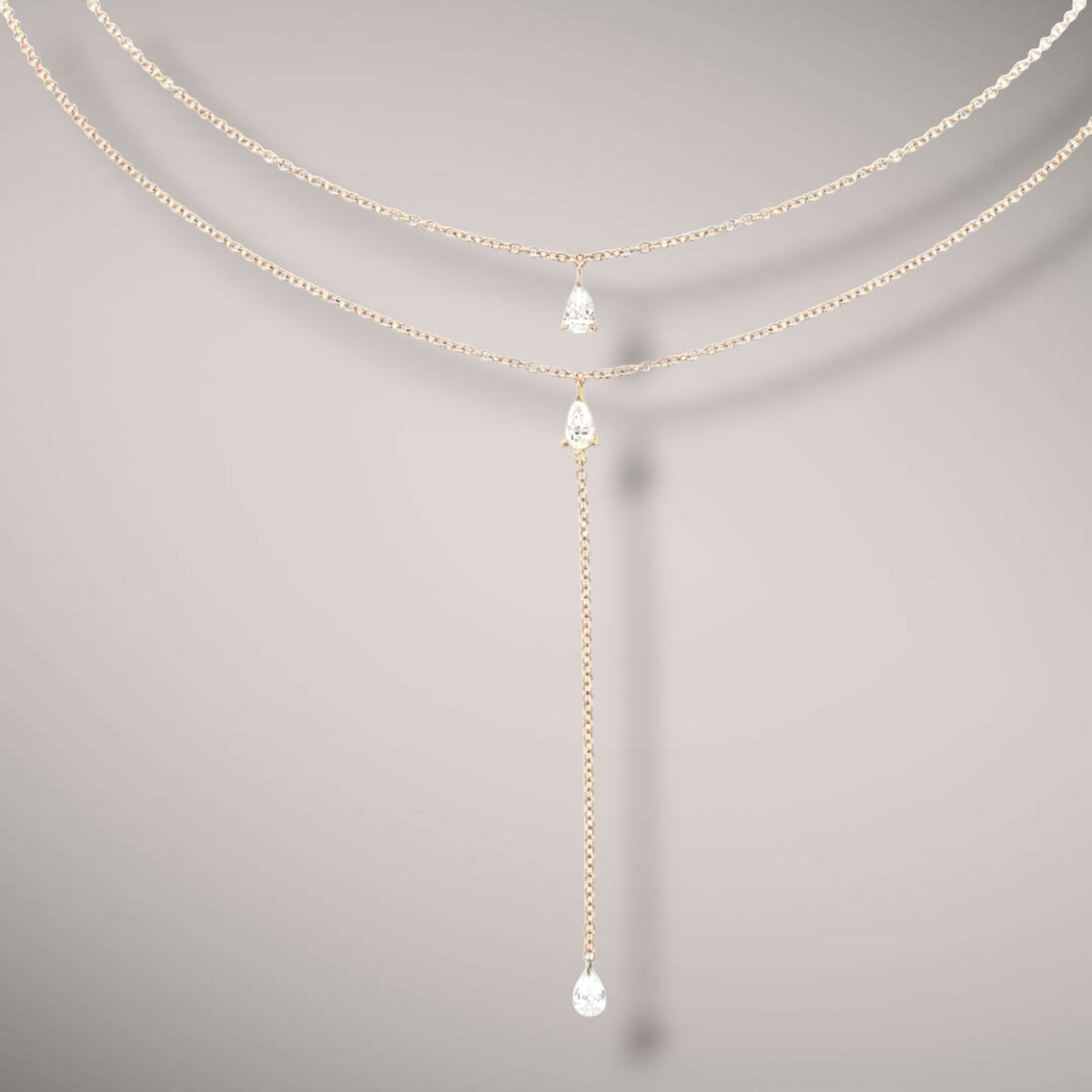 Collana in oro rosa kt18 con diamanti tagliio goccia ct0,90 F SI2 certificate