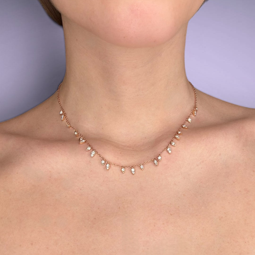 Girocollo in oro kt18 con diamanti taglio brillante ct1,26 F VS