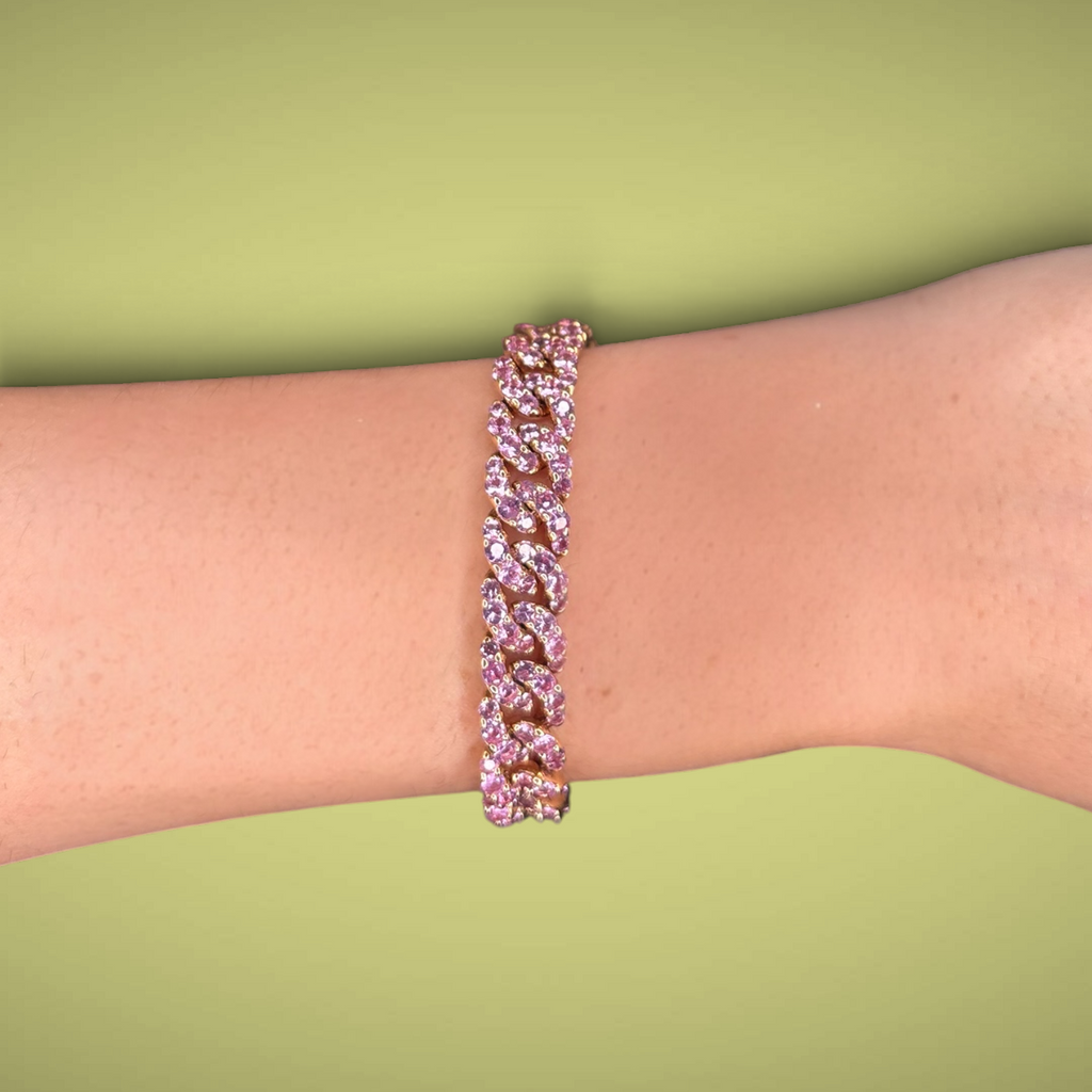 Bracciale in oro kt18 con zaffiri rosa ct16,67