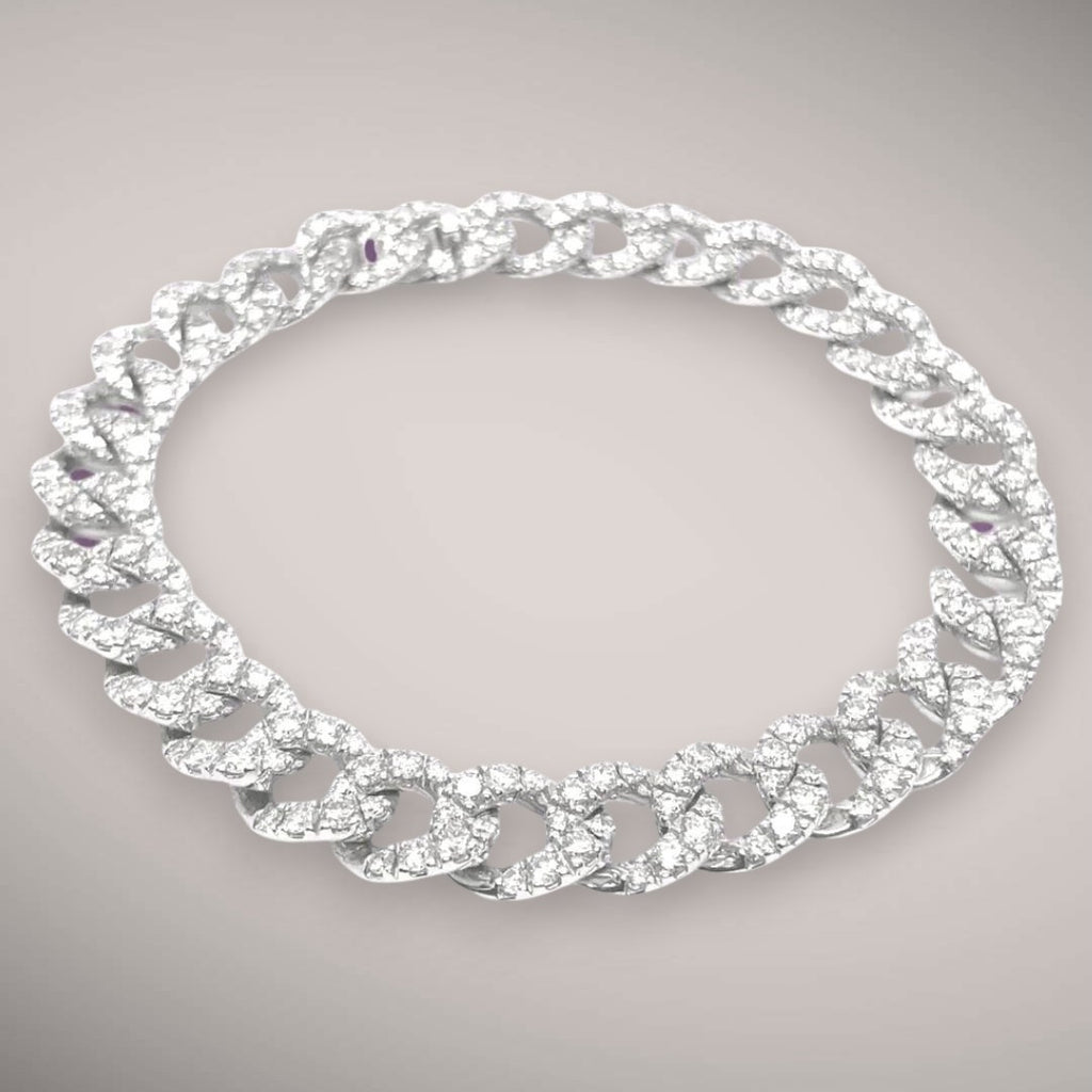 Bracciale groumette in oro kt18 con diamanti taglio brillante ct4,6 FVS