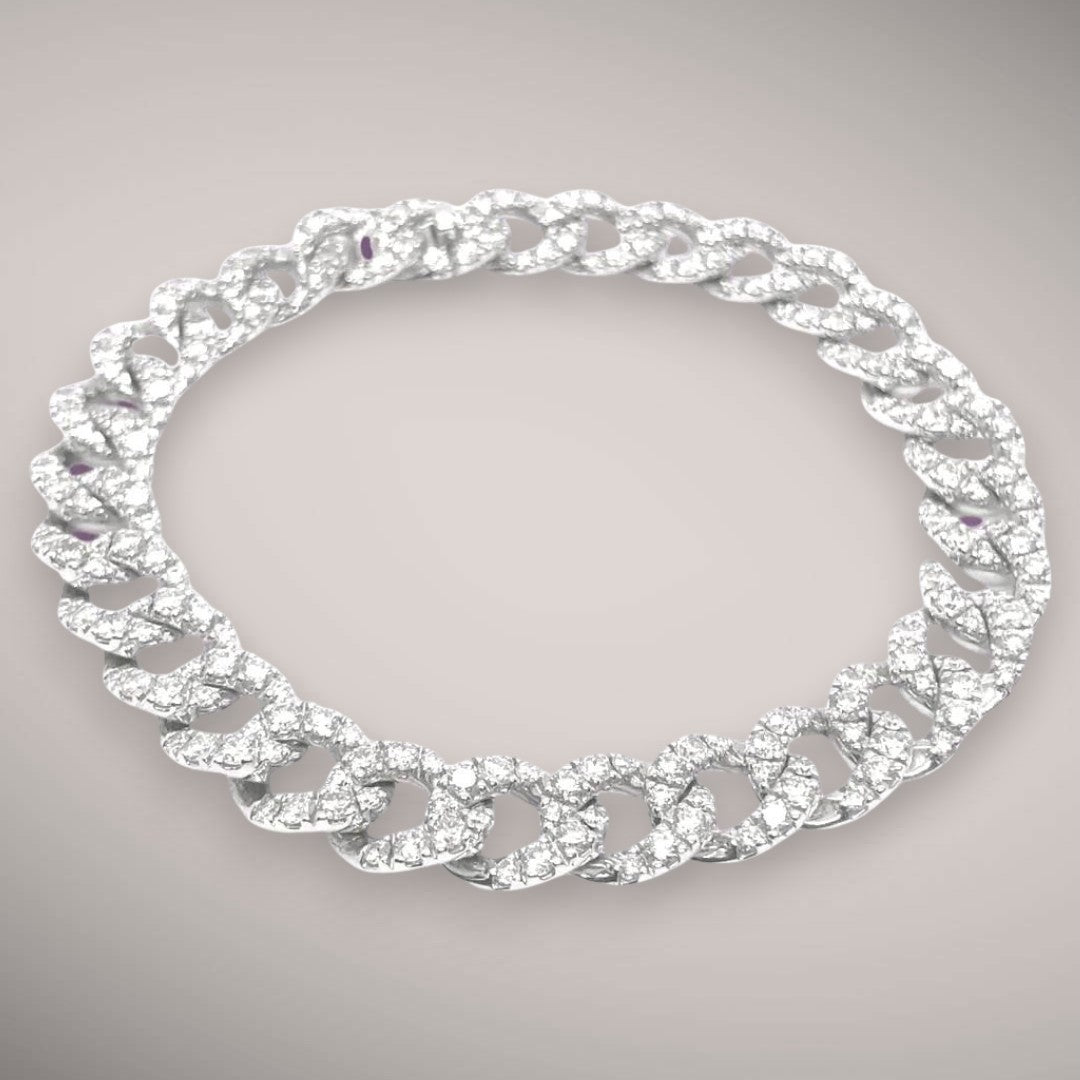 Bracciale groumette in oro kt18 con diamanti taglio brillante ct4,6 FVS