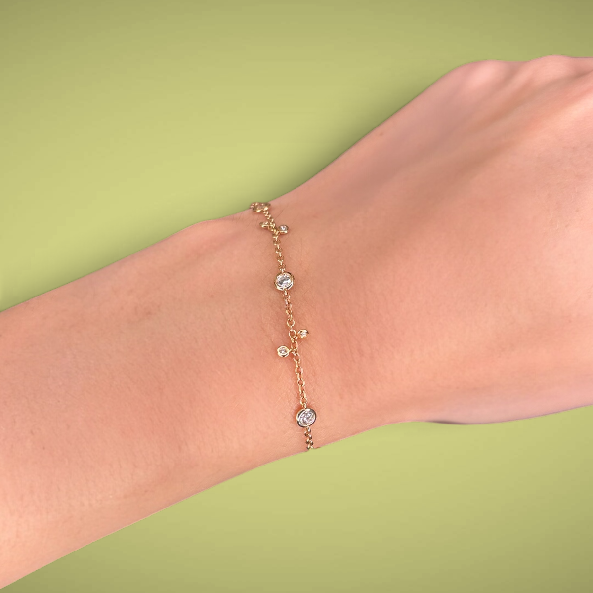Bracciale in oro kt18 con diamanti taglio brillante ct0,49