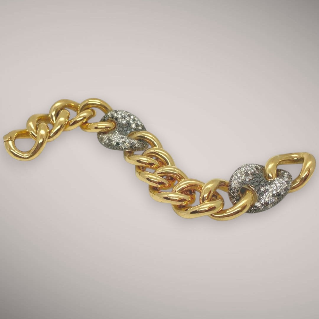 Bracciale in oro kt18 con diamanti taglio brillante ct4,06 e diamanti black ct5,90
