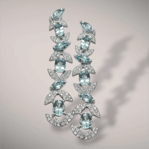 Orecchini in oro kt18 con diamanti ct1,08 e acquamarine ct8,82