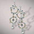 Orecchini con diamanti ct0,40 acquamarine ct4,80 e peridoto ct1,20